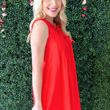 Pintuck Tie Detail Linen Mini Dress