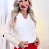 Soft Yarn Collared Sweater Top