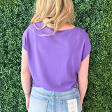 Relaxed Fit Short Sleeve V Neck Top