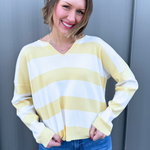 Striped Notch Neck Knit Sweater - The 308 Boutique