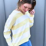 Striped Notch Neck Knit Sweater - The 308 Boutique