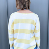 Striped Notch Neck Knit Sweater - The 308 Boutique