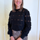 Pointelle Stripe Knit Pullover