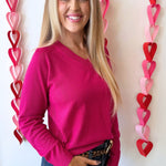 V Neck Long Sleeve Pointelle Striped Pullover - The 308 Boutique
