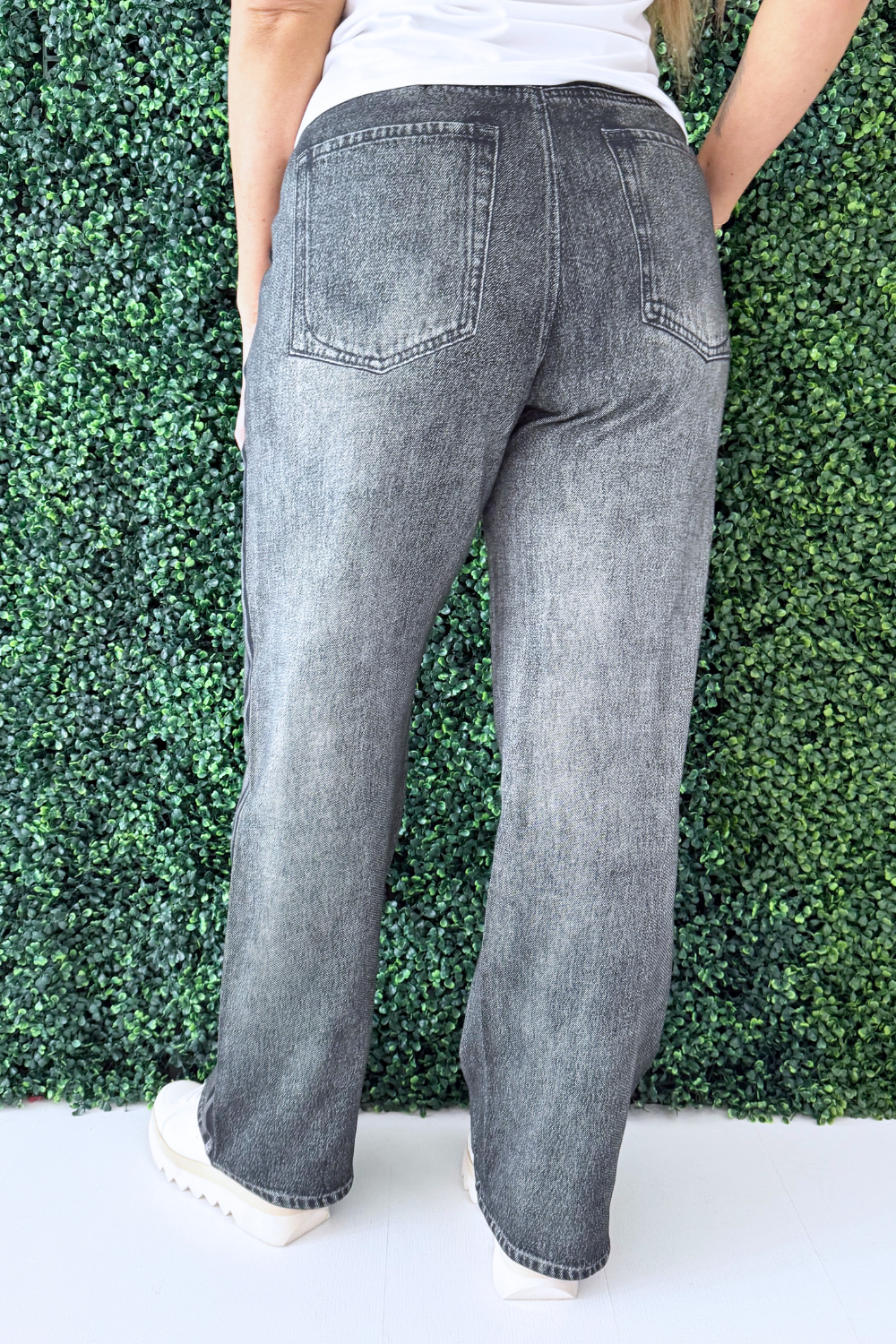 Faux Denim Track Pants - The 308 Boutique
