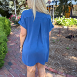 Drop Shoulder Button Up Woven Shirt Dress