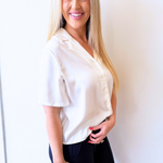 Short Sleeve Camp Collar Woven Blouse - The 308 Boutique