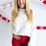 Oversize Drop Shoulder Reversible Mock Neck Sweatshirt