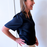 Short Sleeve Camp Collar Woven Blouse - The 308 Boutique
