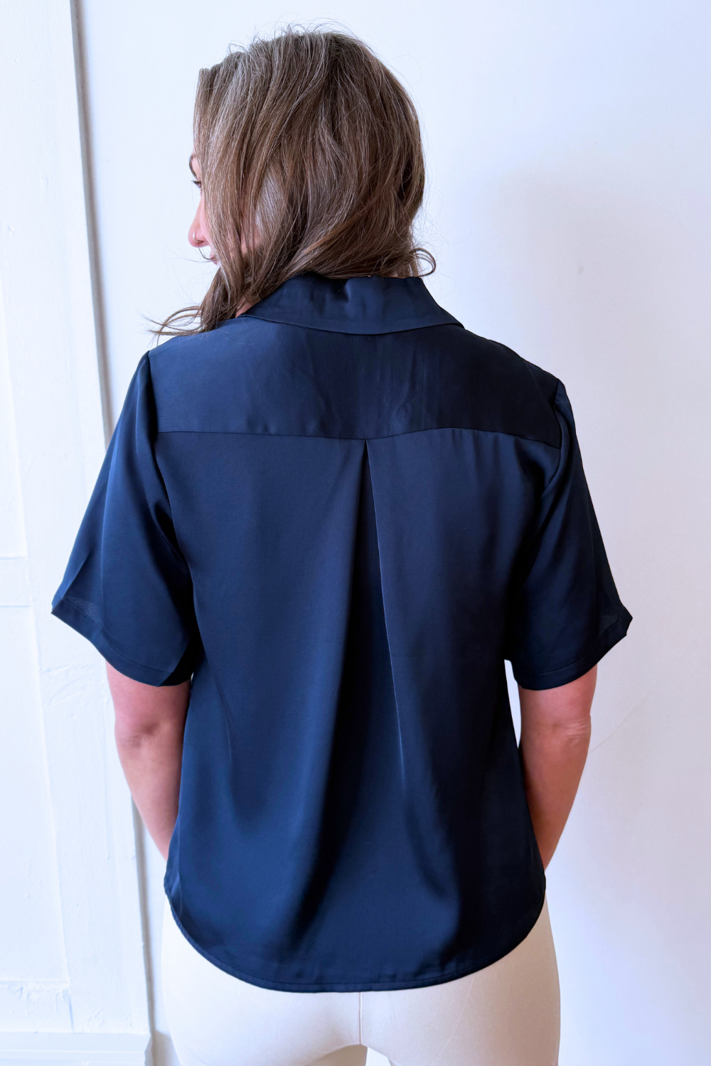 Short Sleeve Camp Collar Woven Blouse - The 308 Boutique
