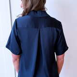 Short Sleeve Camp Collar Woven Blouse - The 308 Boutique