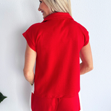 Drop Shoulder Front Zip Casual Top