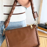 Judith Whipstitch Trim Shoulder Bag w/ Braided Handle