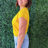 Relaxed Fit Short Sleeve V Neck Top