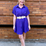 Drop Shoulder Button Up Woven Shirt Dress - The 308 Boutique