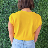 Relaxed Fit Short Sleeve V Neck Top