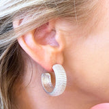 Ribbed Textured 1.25" Hoop Earring
