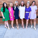Drop Shoulder Button Up Woven Shirt Dress - The 308 Boutique