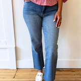 Avery High Rise Fab Ab Easy Straight Leg Raw Hem
