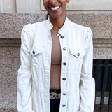 Puff Sleeve Trucker Jacket w/ Ruffle Collar