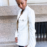 Puff Sleeve Trucker Jacket w/ Ruffle Collar