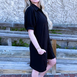 Short Sleeve Button Down Mini Dress w/ Pockets