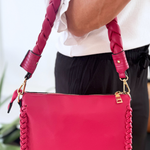 Judith Whipstitch Trim Shoulder Bag w/ Braided Handle - The 308 Boutique