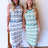 Contrast Trim Wavy Knit Sleeveless Top