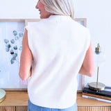 Knitted Sleeveless Vest with Gold Buttons