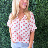 Short Sleeve Polka Dot Blouse