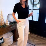 Double Layer V Neck 1/2 Sleeve