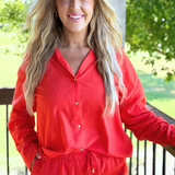 Oversized Collared Button Down Top