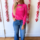 Eyelash Front Cutout Sweater
