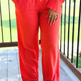 Drawstring Wide Leg Pants