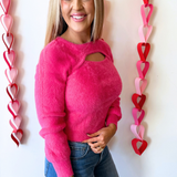 Eyelash Front Cutout Sweater