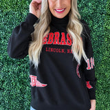 Nebraska All Over Scatter Oversized Funnel Neck