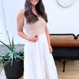 Midi Woven and Knit Mix Dress