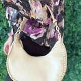 Aria Whipstitch Crescent Shoulder Bag