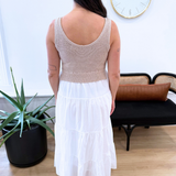 Midi Woven and Knit Mix Dress