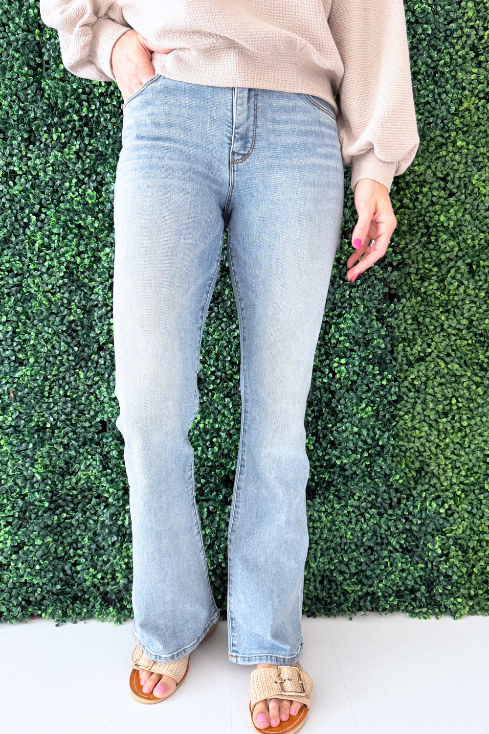 Ana High Rise fab Ab Flare-Baby DN All Over - The 308 Boutique