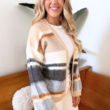 Color Blocked Sweater Open Cardigan