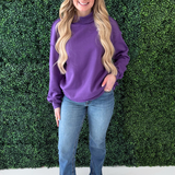Oversize Drop Shoulder Reversible Mock Neck Sweatshirt - The 308 Boutique