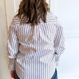 Adjustable Sleeve Button Front Woven Top