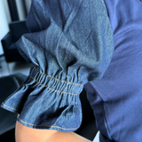 Denim Puff Sleeve Sweatshirt