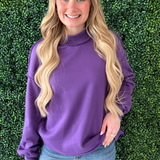 Oversize Drop Shoulder Reversible Mock Neck Sweatshirt - The 308 Boutique