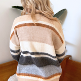 Color Blocked Sweater Open Cardigan