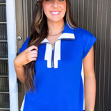 Drop Shoulder Front Zip Casual Top