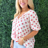 Short Sleeve Polka Dot Blouse
