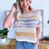 Cropped Knitted Crochet Tee
