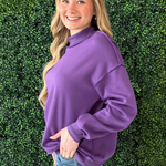 Oversize Drop Shoulder Reversible Mock Neck Sweatshirt - The 308 Boutique